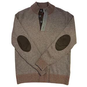 Raffi Brown Wool & Cashmere 1/4 Button Pullover Sweater Men’s Sz Med Elbow Patch